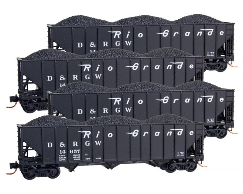 993 00 111 100 Ton 3Bay Open Hoppers Denver & Rio Grande Western 4pack