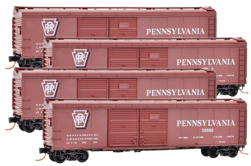 993 00 139 50' Wagon Top Box Car Pennsylvania Railroad Runner 4 pack