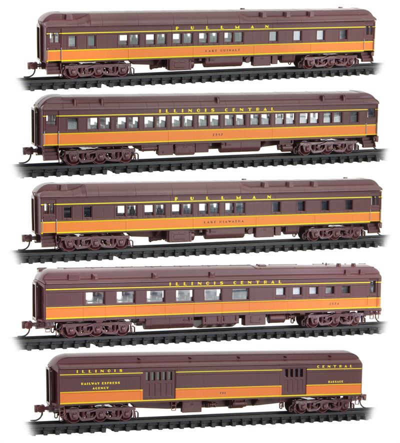 993 01 791 Illinois Central Heavyweight 5 Car Set N Scale Micro Trains