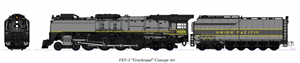 126-0403 Kato 4-8-4 FEF-3 Union Pacific Greyhound 8444 N Scale