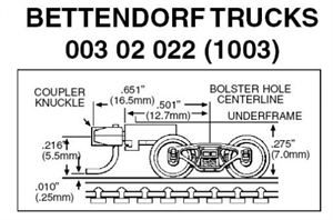 MT1003 Bettendorf Trucks w/ medium coupler Micro-Trains 1 pair 