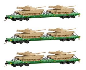 Micro Trains N Scale DODX Olive Drab 3-Pack with Humvees #993 01 810 NIB