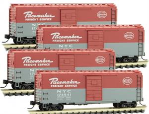 993 00 160 50' Standard Box Car, Single Door - New York Central - Pacemaker 4 Pk - N scale MicroTrains