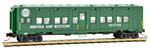 N Scale Norfolk & Western - Rd #565700 This 50’ troop sleeper car is green with white lettering and runs on Allied Full Cushion trucks. This Maintenance of Way car was converted from a WWII bunk car and retained its Allied trucks. Belonging to series 5656
