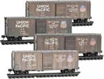 993 06 002 Weathered Single door Boxcar 4 car runner pack - Union Pacific